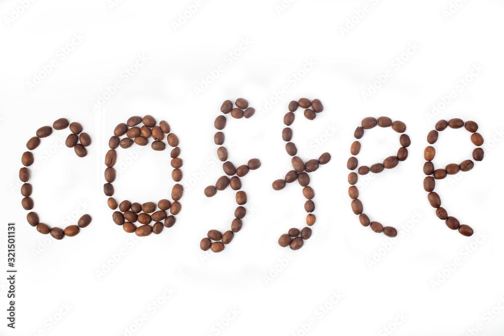 word made of coffee beans isolated on white word made of coffee beans isolated on white