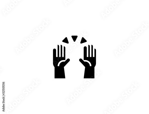Raising Hands vector icon. Isolated namaste hands emoji, emoticon flat symbol