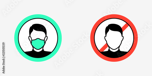 Sign warning to wear mask / medicine & hygiene icon