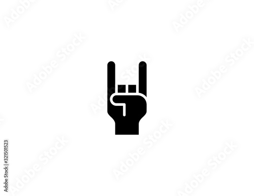 Sign of the horns vector flat icon. Isolated rock n roll hand emoji illustration