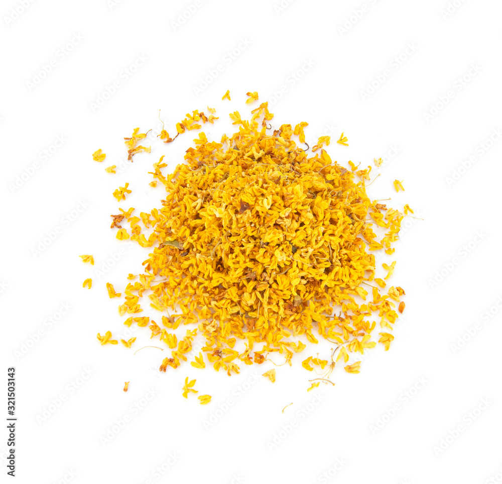 dry flowers of Sweet Osmanthus on a white background dry flowers of Sweet Osmanthus on a white background