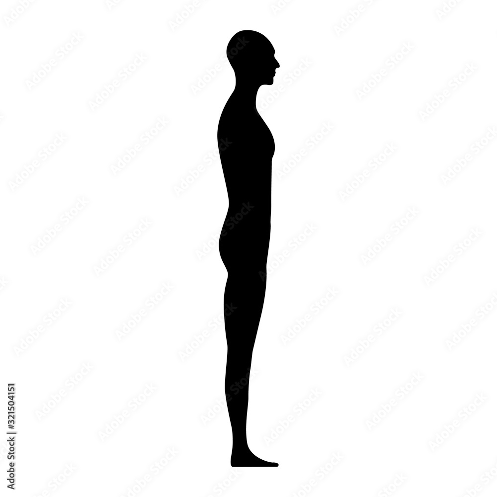 Side view human body silhouette of an adult male