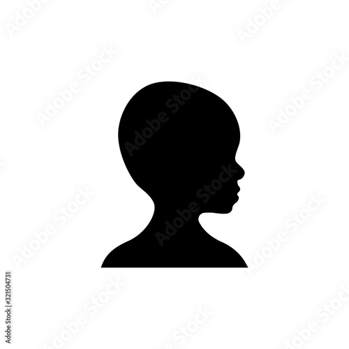 Side view silhouette of a bald toddler's head