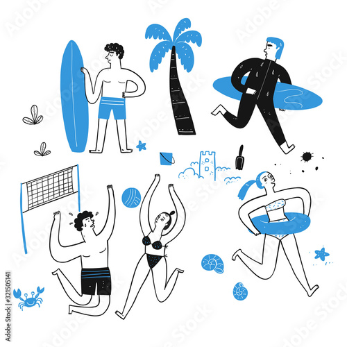 Activity of people on the beach