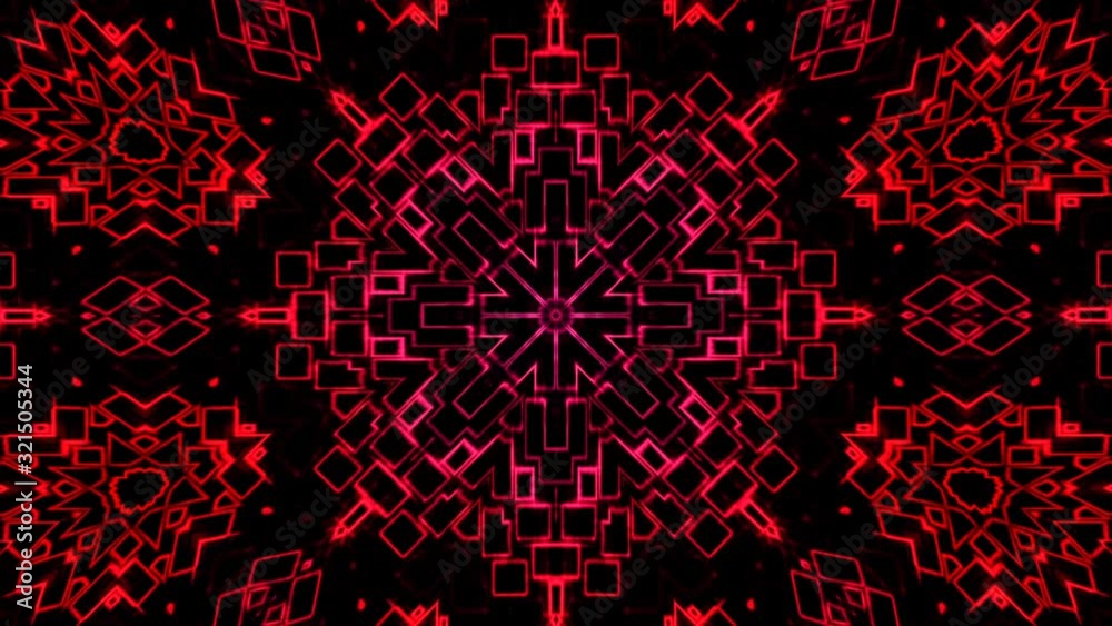 video kaleidoscope with smooth patterns of rotating flowers in full color