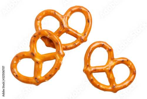 Canvas Print Salty pretzels, isolated on white background