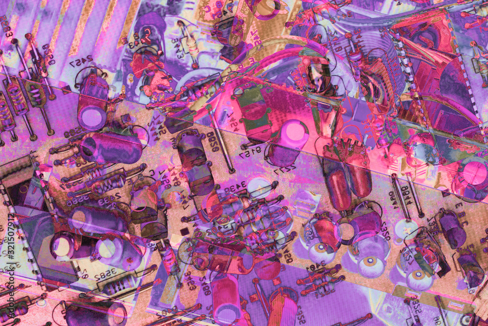 Fototapeta premium Electronic Circuit Board Detail Multicolored Background