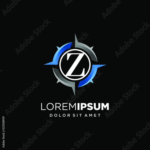 Initial Letter Z with Compass Logo Design