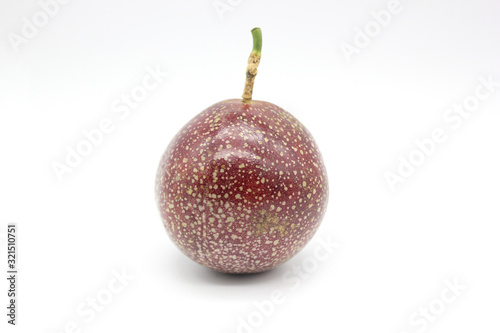 Red passion fruit isolated on white background.