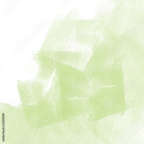 green abstract watercolor background with cubes