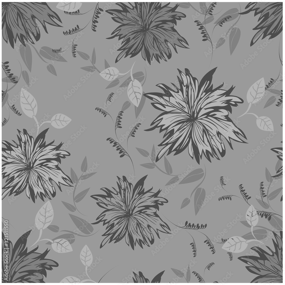 Vector abstract background flowers seamless pattern