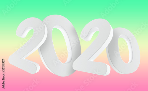 3d render 2020 new year