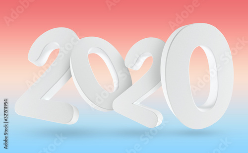 Happy 2020 new year. 3d render