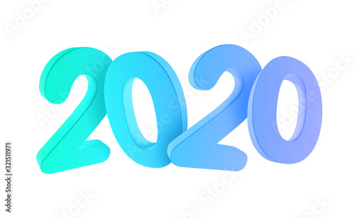 2020 happy new year. 3d render