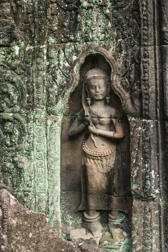 Carving of Apsara wat Angkor Thom, Cambodia.