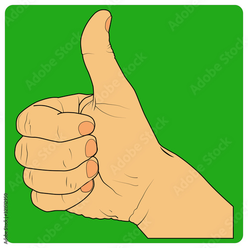 Gesture, hand shows cool on green background