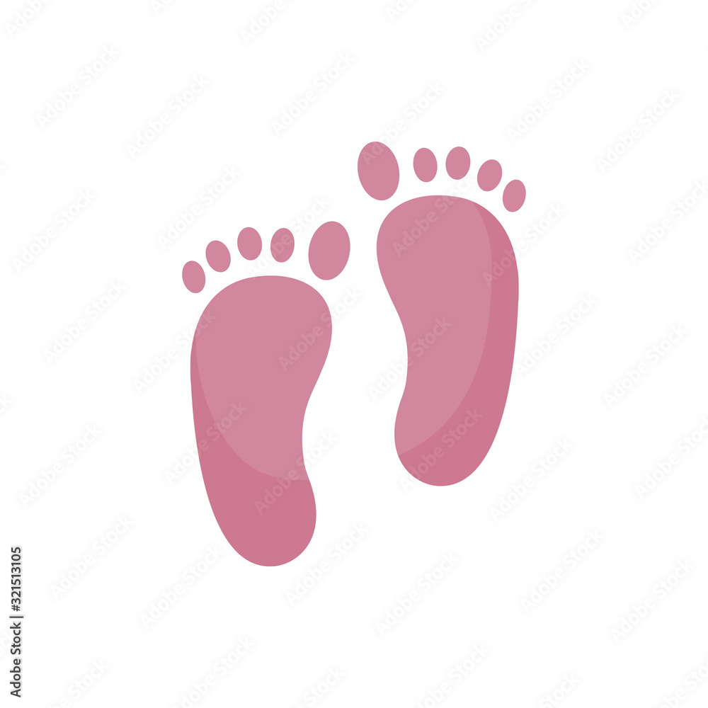 Isolated pink footprints icons vector design Isolated pink footprints icons vector design