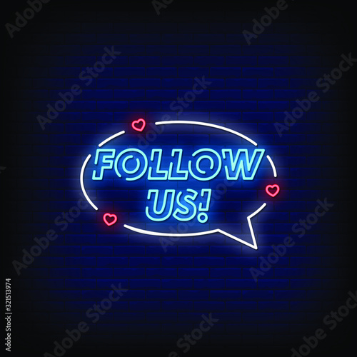 Follow Us Neon Signs Style Text Vector