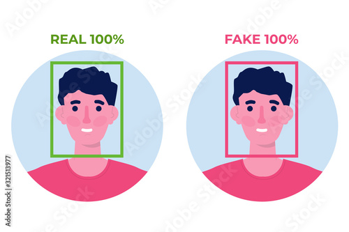 Deepfake, Deep face technology concept. Vector illustration