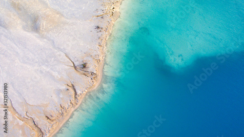 view of the blue lake at bintan island 