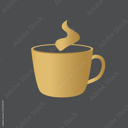 golden coffee cup icon- vector illustration
