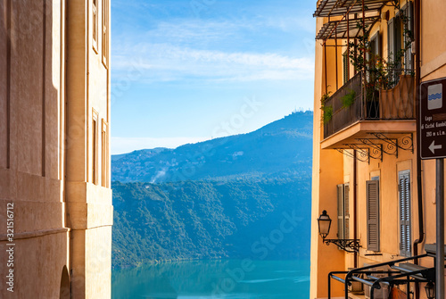 Scenic sight in Castel Gandolfo, with the Albano lake, Italy