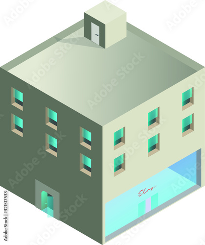 Isometric Building With Shop
