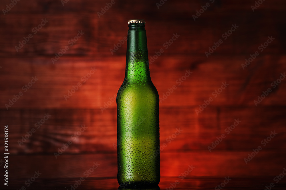 green full bottle with beer