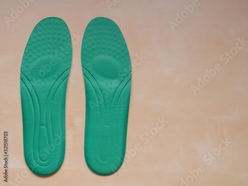 Insoles for shoes on white background. copy space for text