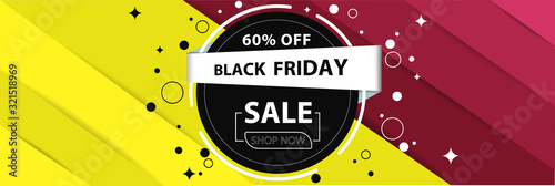 Paper banner of black friday sale promotion poster template. Abstract geomtric background black friday sale inscription design template. photo