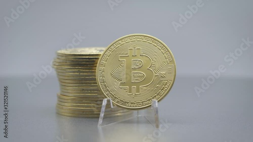 Bitcoin BTC close-up slowly turning around photo