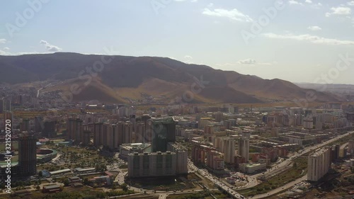 Aerial Mongolia Ulaanbaatar September 2019 Sunny Day 4K Mavic Pro  Aerial video of downtown central Ulaanbaatar in Mongolia on a beautiful sunny day. photo