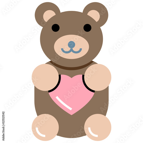 Teddy Bear Love and Romance Symbol  Stuff Toys Vector Icon Design