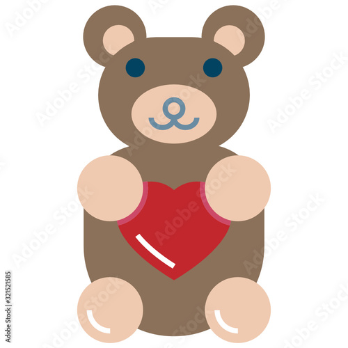 Teddy Bear Love and Romance Symbol  Stuff Toys Vector Flat Icon Design