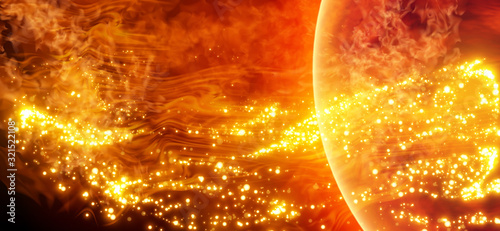Science background - solar activity in space. Solar surface with solar flares, Burning of the sun. Global warming. Vector. Eps10
