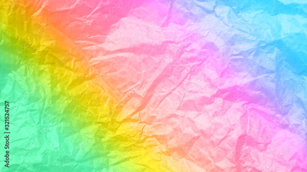 Rumpled rainbow background. Real texture of the wrapping texture.