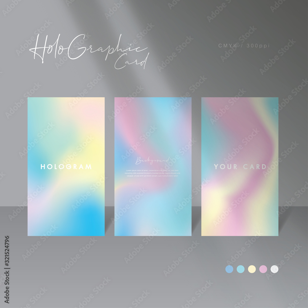 Set of 3 realistic holographic cards