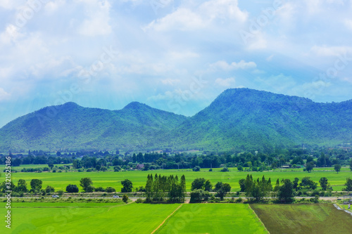 Green nature mountain sky landscape © Suriyo