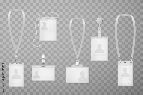 Blank identification card templates isolated on white background
