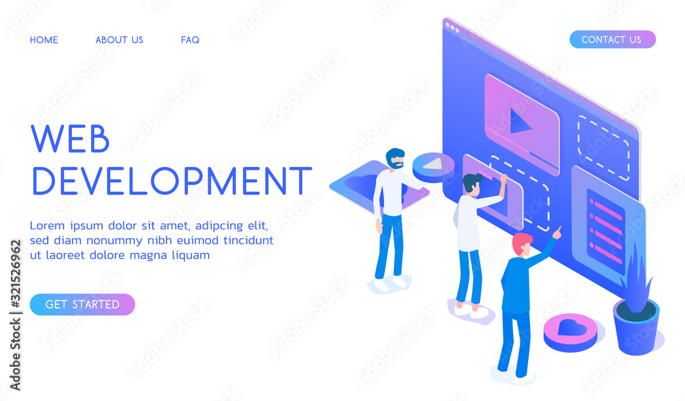 Stylish gradient isometric vector Web development and UI UX design with designers illustration. Stylish gradient isometric vector Web development and UI UX design with designers illustration.