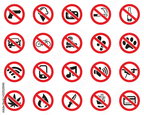 No Sign Or Forbidden Sign Icons Color Set Big