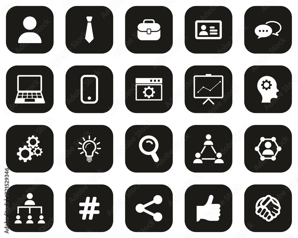 Office Worker Icons White On Black Flat Design Set Big Office Worker Icons White On Black Flat Design Set Big