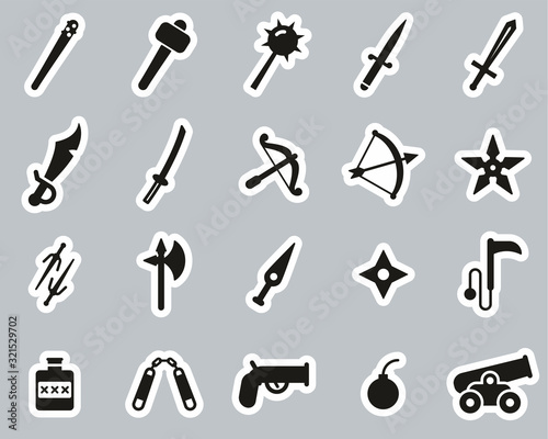 Old Weapons Or Ancient Weapons Icons Black & White Sticker Set Big