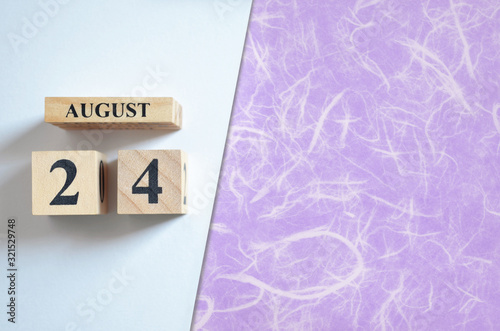 August 24, Empty white - violet background.