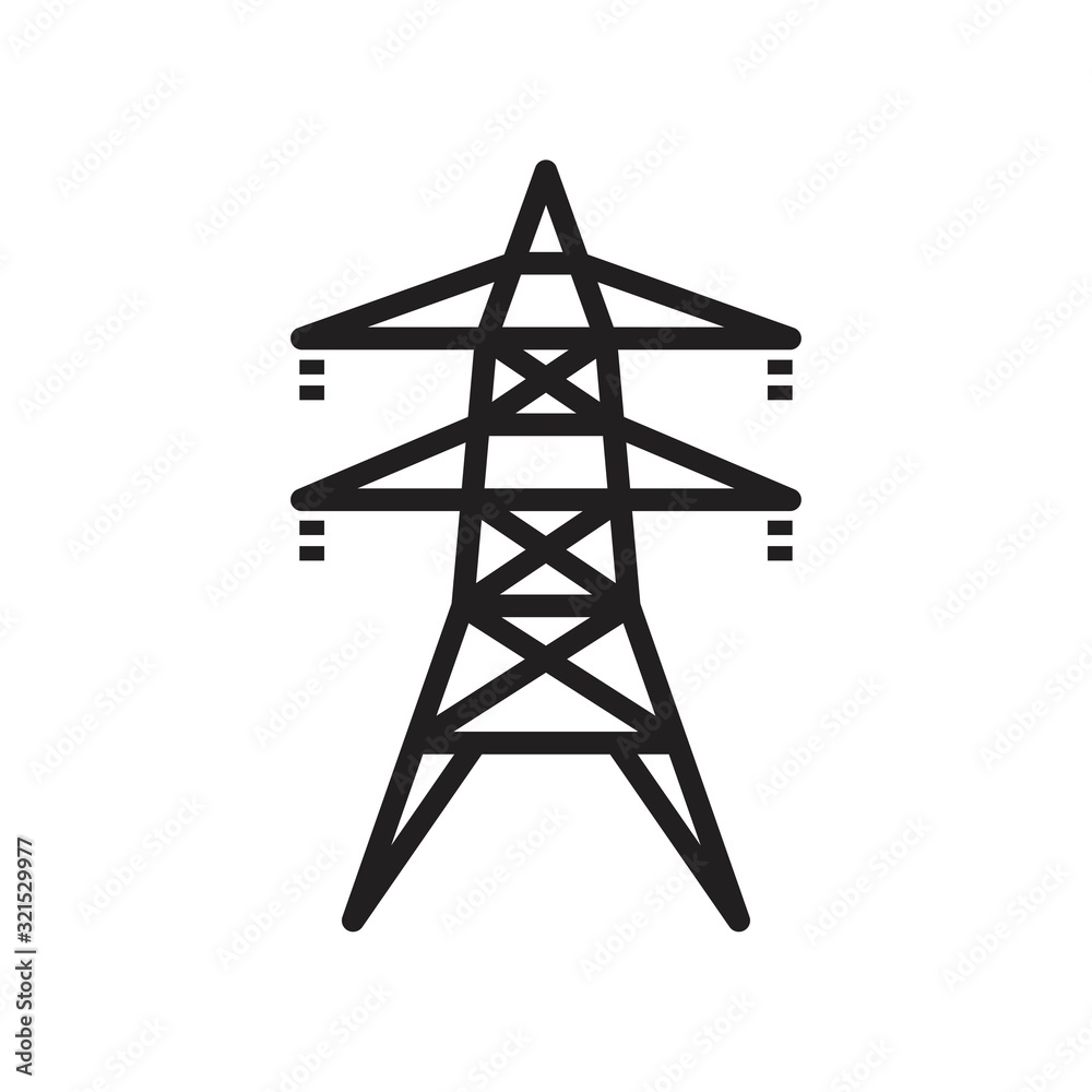 Electric tower, Overhead power line icon template black color editable. Electric tower, Overhead power line icon symbol Flat vector illustration for graphic and web design. - obrazy, fototapety, plakaty 