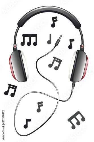 Headphones with music notes