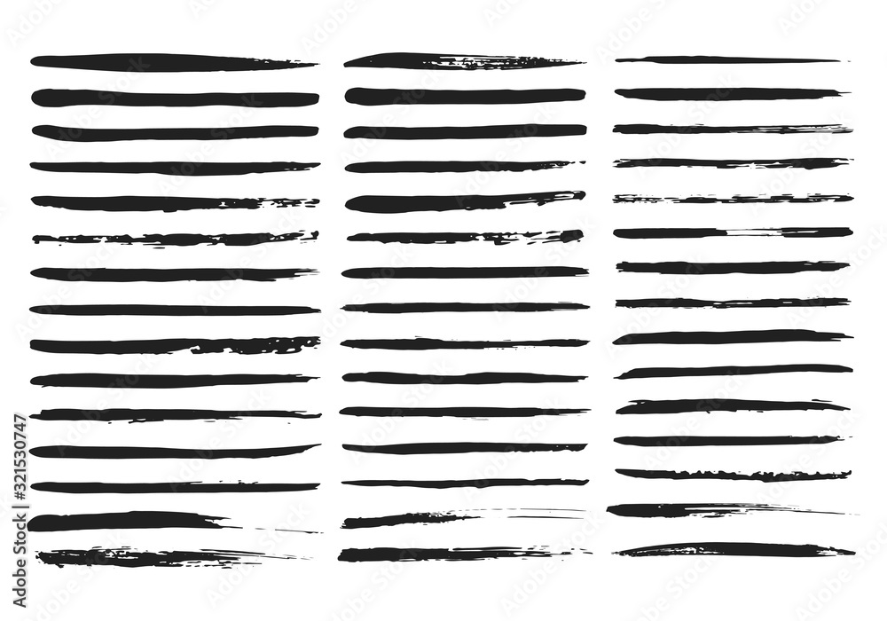 Stencil lines and brush dividers. Distressed separators. Vector