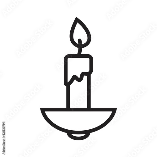 Burning candle in candle stick line icon template black color editable. candle stick line icon symbol Flat vector illustration for graphic and web design.