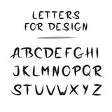 Brush stroke letters for design. Grunge paint alphabet. Distressed japanese lettering. Vector isolated paintbrush font.