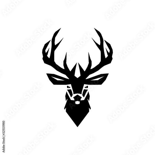 Design deer head isolated white background. Deer head sign logo